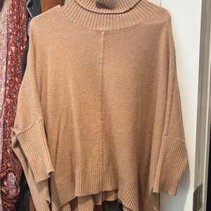 LOFT Camel Knit Poncho Sweater